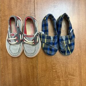 Boys TOMS and Sperry Sneakers